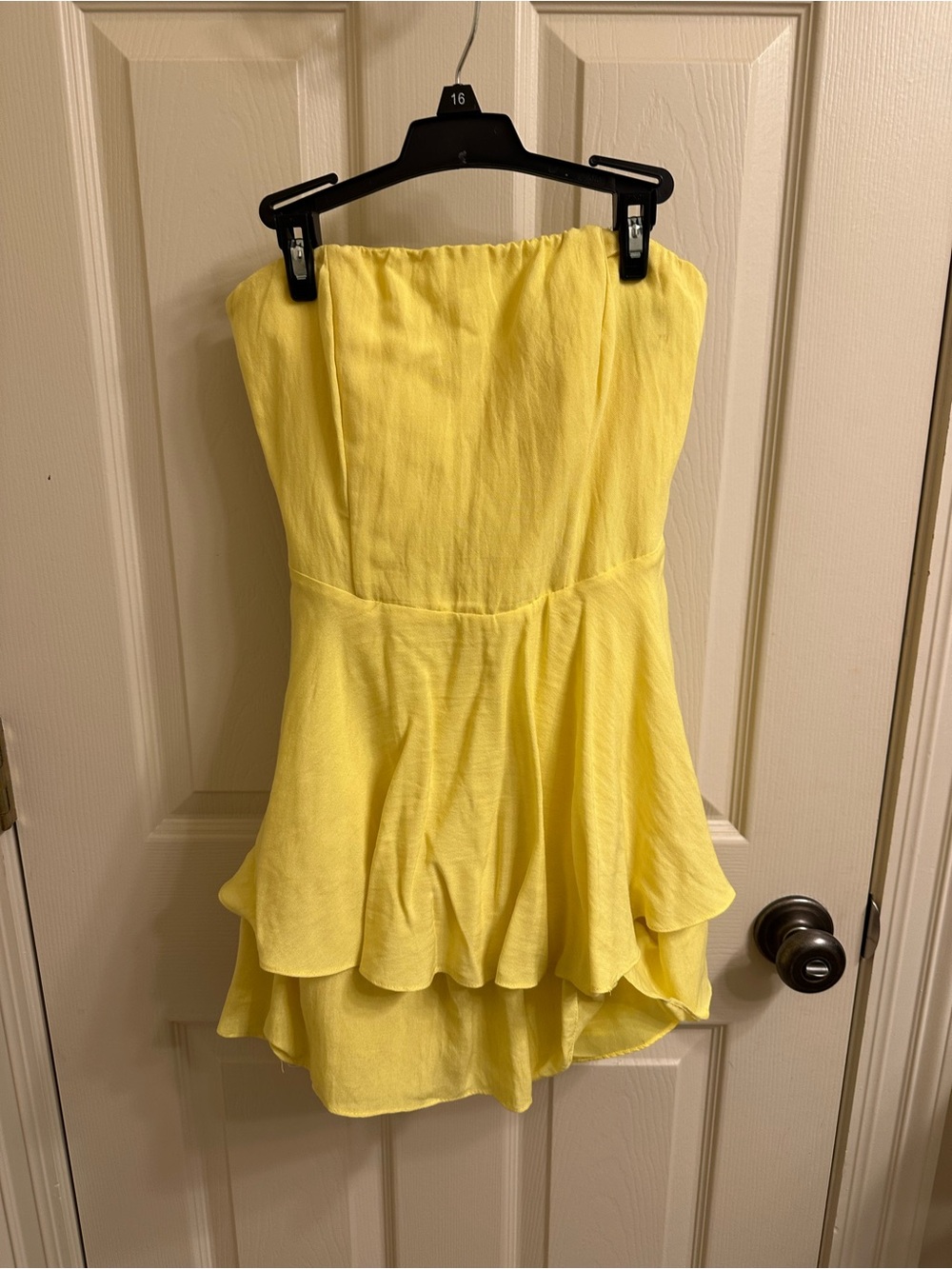 Do+Be Strapless Yellow Ruffle Mini Dress